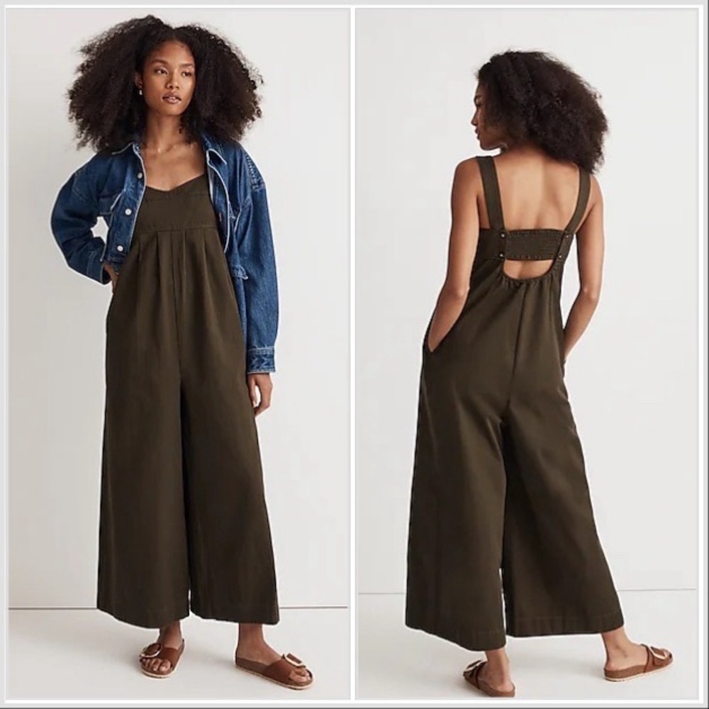 NWT Madewell Pleated Wide-Leg Jumpsuit in (Re)generative Chino Green Size 8 NEW
